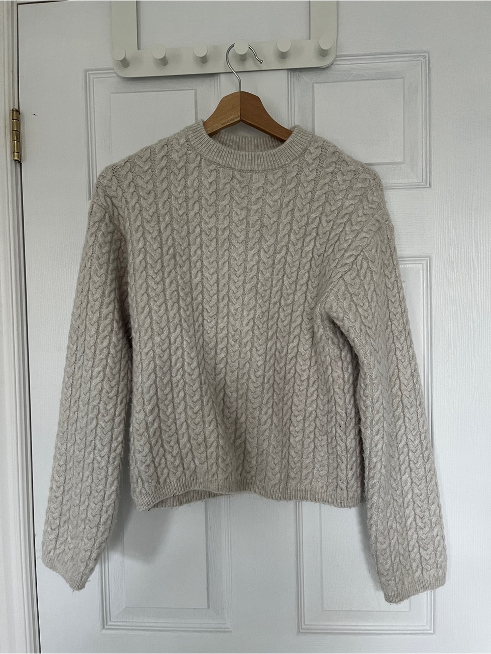 H&M Cream Cable Knit Crewneck Sweater